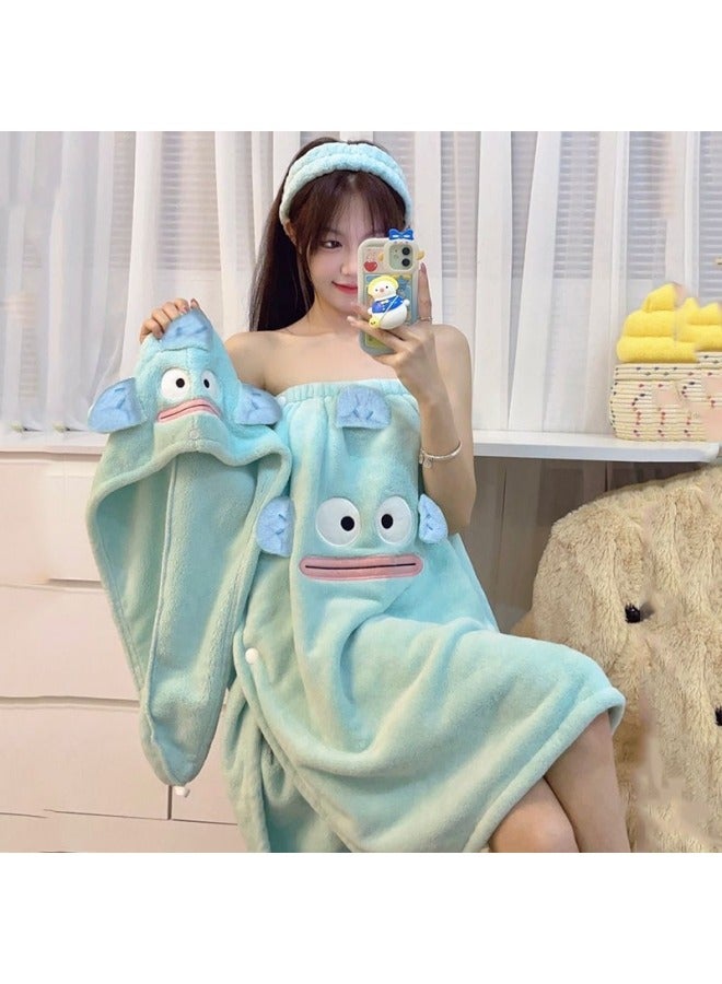 general Convertible Coral Fleece Bath Towel Set for Women with Hair Drying Cap, Three-Piece Suite, New Style, Non-All-Cotton, Adult Absorbent Bathrobe - Image 2