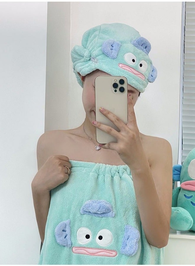 general Convertible Coral Fleece Bath Towel Set for Women with Hair Drying Cap, Three-Piece Suite, New Style, Non-All-Cotton, Adult Absorbent Bathrobe - Image 4