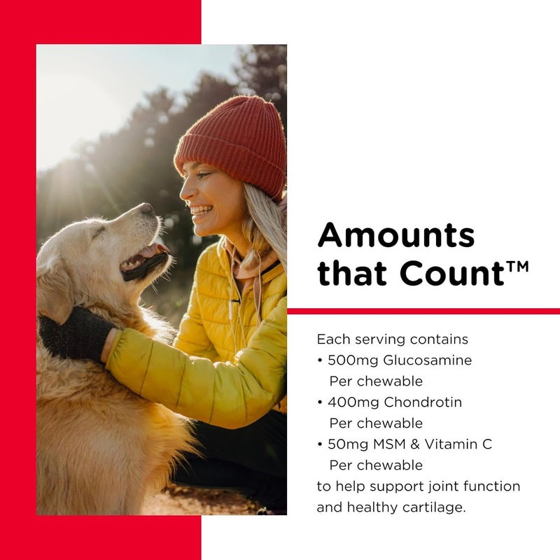 nutri vet نوتري-فيت أقراص مضغ متقدمة القوة لصحة المفاصل والورك للكلاب - بنكهة الكبد، 90 حبة - Image 3