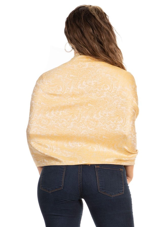 Sakkas Two Tone Vintage Jacquard Paisley Pashmina Shawl Wrap Scarf Stole - Mustard - Image 2