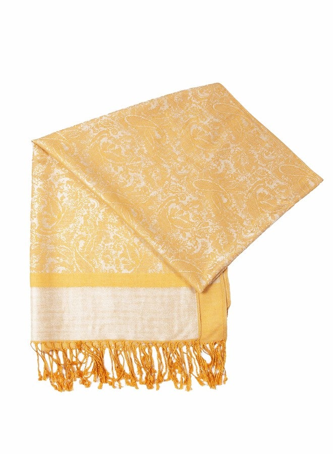 Sakkas Two Tone Vintage Jacquard Paisley Pashmina Shawl Wrap Scarf Stole - Mustard - Image 4