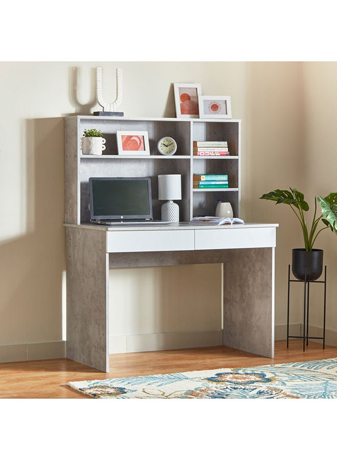 Home Box Alford Patara Twin Drawer Study Desk With Hutch 105 x 134 x 59.5 cm  - Image 1