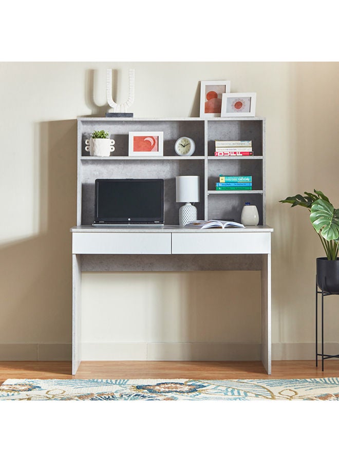 Home Box Alford Patara Twin Drawer Study Desk With Hutch 105 x 134 x 59.5 cm  - Image 2
