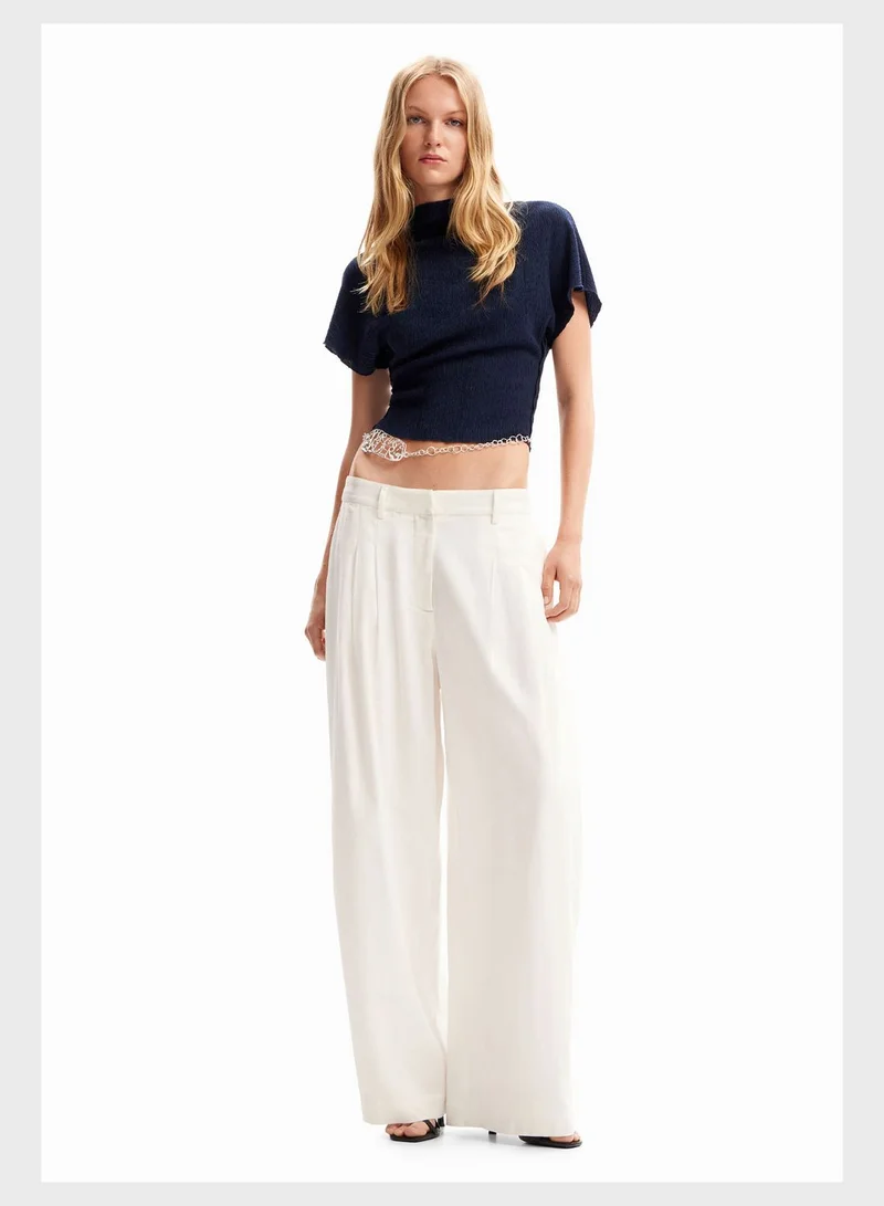DESIGUAL High Neck Ribbed Top