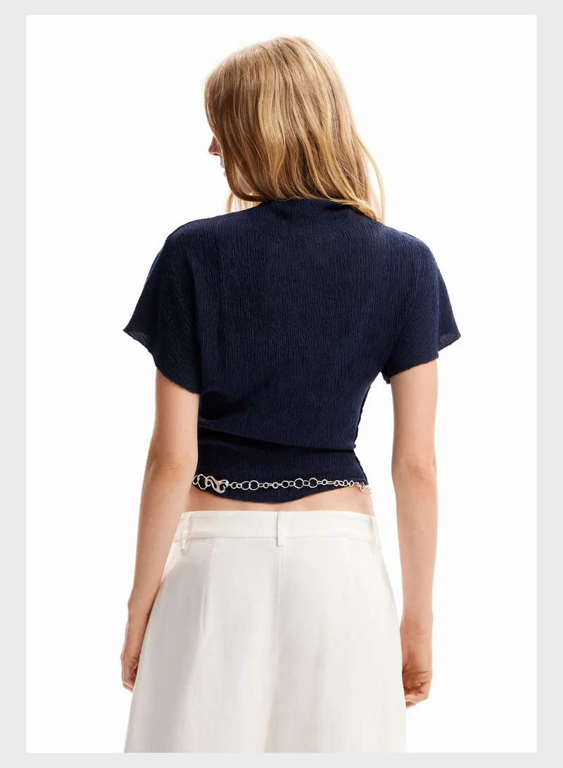 DESIGUAL High Neck Ribbed Top