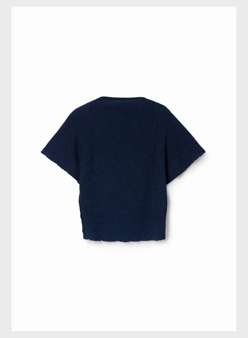 DESIGUAL High Neck Ribbed Top