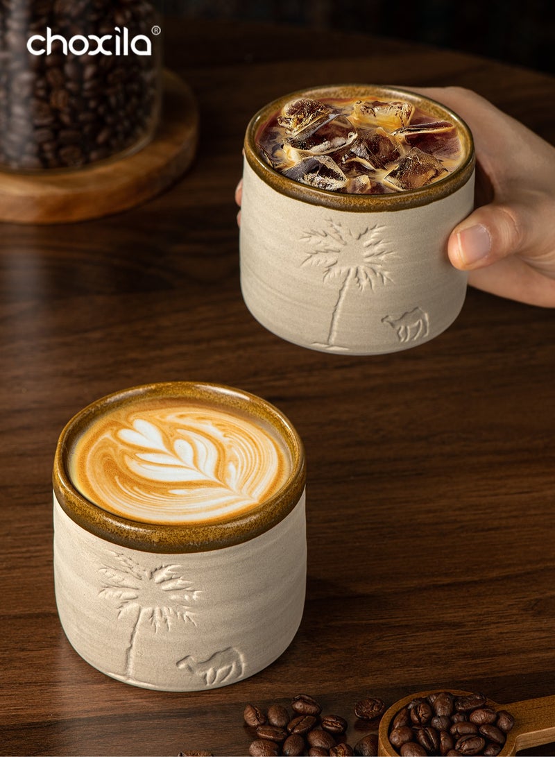 تشوكسيلا ١ قطعة - كوب قهوة سيراميك بتصميم صحراوي (جمل ونخلة)، سعة ٢٥٠ مل - قابل لإعادة الاستخدام، للغسيل اليدوي فقط، مثالي للاجتماعات العائلية والمناسبات الخاصة، هدية صحراوية، كوب قهوة صحراوي | ديكور ذو طابع صحراوي | كوب سيراميك متين - Image 3