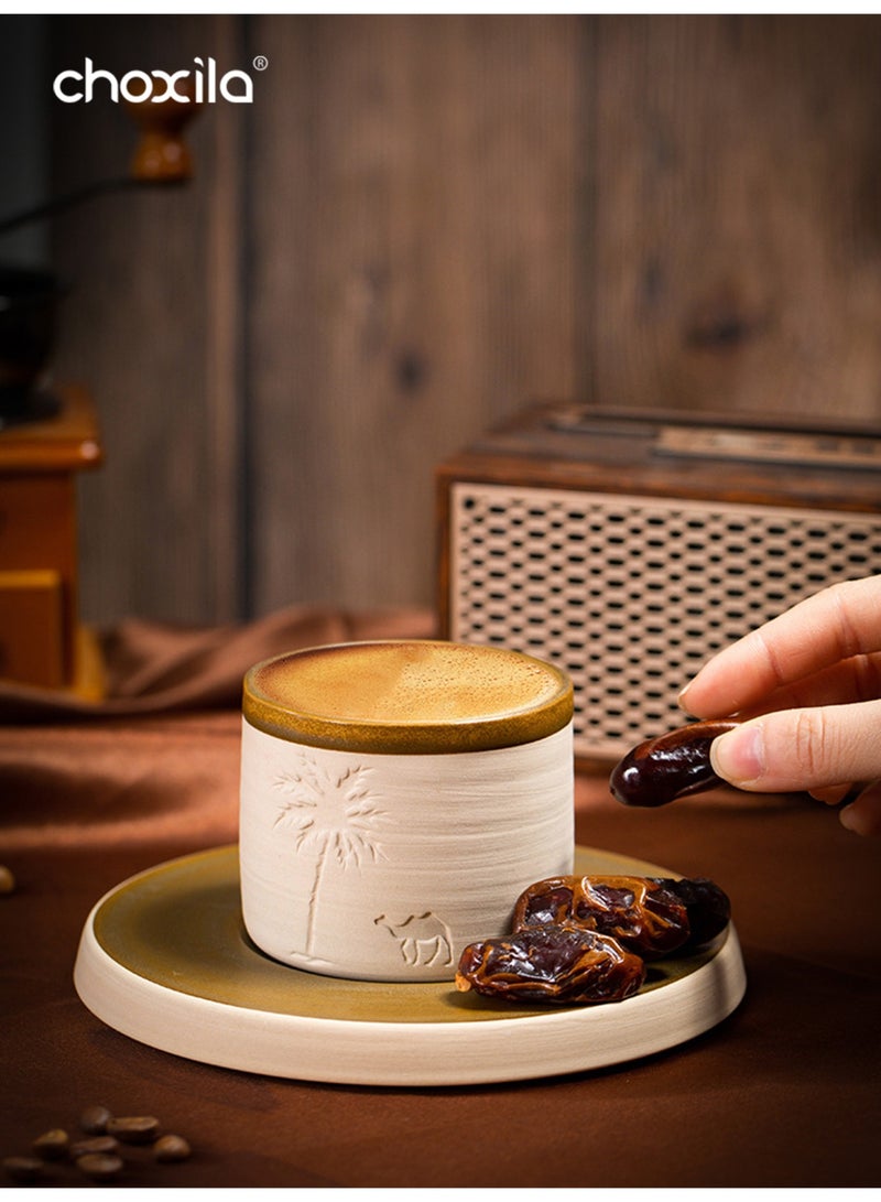 تشوكسيلا ١ قطعة - كوب قهوة سيراميك بتصميم صحراوي (جمل ونخلة)، سعة ٢٥٠ مل - قابل لإعادة الاستخدام، للغسيل اليدوي فقط، مثالي للاجتماعات العائلية والمناسبات الخاصة، هدية صحراوية، كوب قهوة صحراوي | ديكور ذو طابع صحراوي | كوب سيراميك متين - Image 5