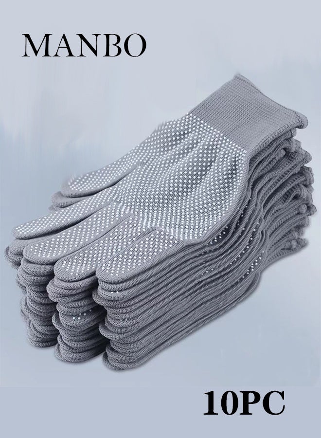 MANBO 10 Pairs Nylon Dot Gloves, Non-Slip Wear Resistant Working Gloves, Thin Labor Protection Gloves for Gardening, Driving & Daily Work - Image 1