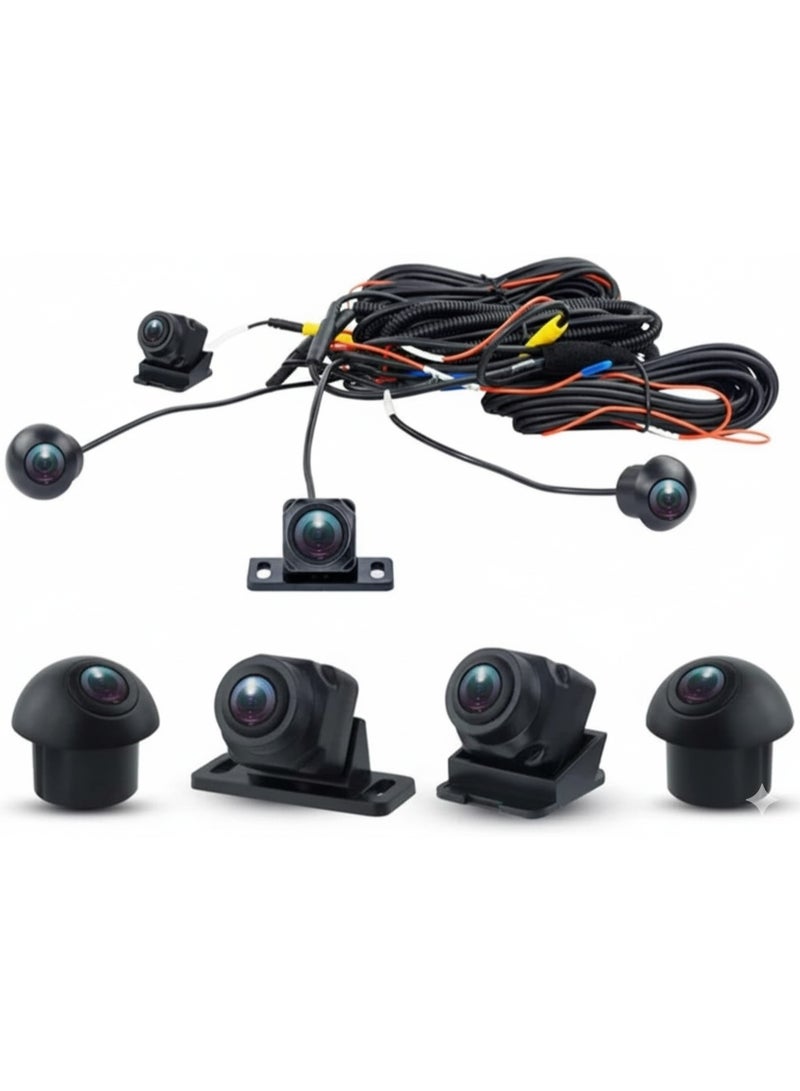 Vierex 360 Degree Panoramic Bird View Surround System Night Vision Camera Kit – AHD 720P/1080P 4-Way Backup Camera for Android Car Radios | Front, Rear, Left & Right View with Parking Assistance - Image 1