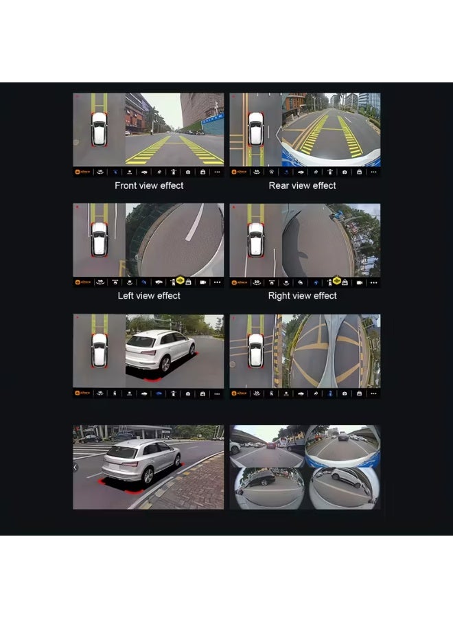 Vierex 360 Degree Panoramic Bird View Surround System Night Vision Camera Kit – AHD 720P/1080P 4-Way Backup Camera for Android Car Radios | Front, Rear, Left & Right View with Parking Assistance - Image 2