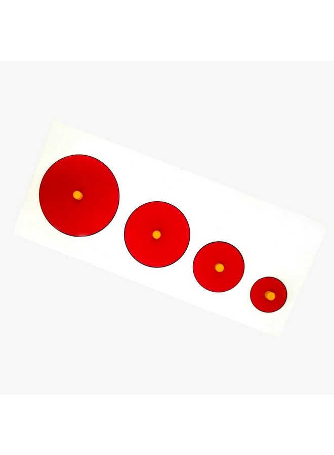 Tantrums Preschool Wooden Circle Seriation Board Puzzle for Kids Learning Helpful in Developing Hand Eye Concentration and Motor Skills with Self-Correcting Match ups (Red 4 Pieces) - Image 1