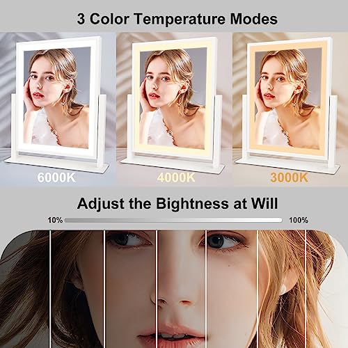 Beelux Vanity Mirror with Lights,15.3" Makeup Mirror with Light Smart Touch Control Dimmable 3 Modes Lighted LED Mirror 360°Rotation White for Christmas Birthday Thanksgiving Mother's Day - Image 3