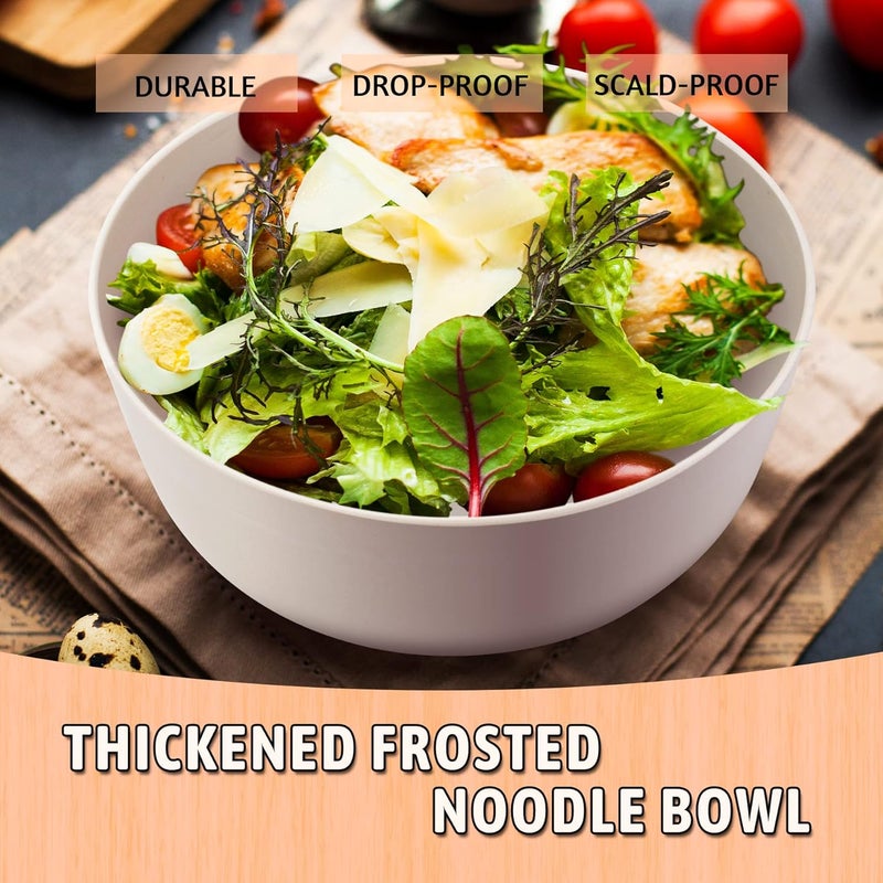 ECOWAY Bamboo Fiber Salad Bowl Set with Lid  Servers 4Qt Large Serving Bowl with Bamboo Lid 130OZ Mixing Bowl with Spoon Fork for Salad Fruits Vegetables and Pasta White 98inch  - Image 2