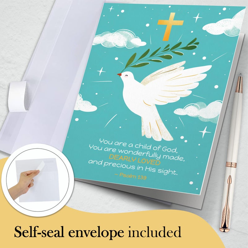 Hat Acrobat Baptism Card for Granddaughter, Niece, Goddaughter - Baptism Cards for Boy, Godson, Nephew, Grandchild - Girl and Boy Baptism Card with Envelopes Blank Inside (GoldCross) - Image 3