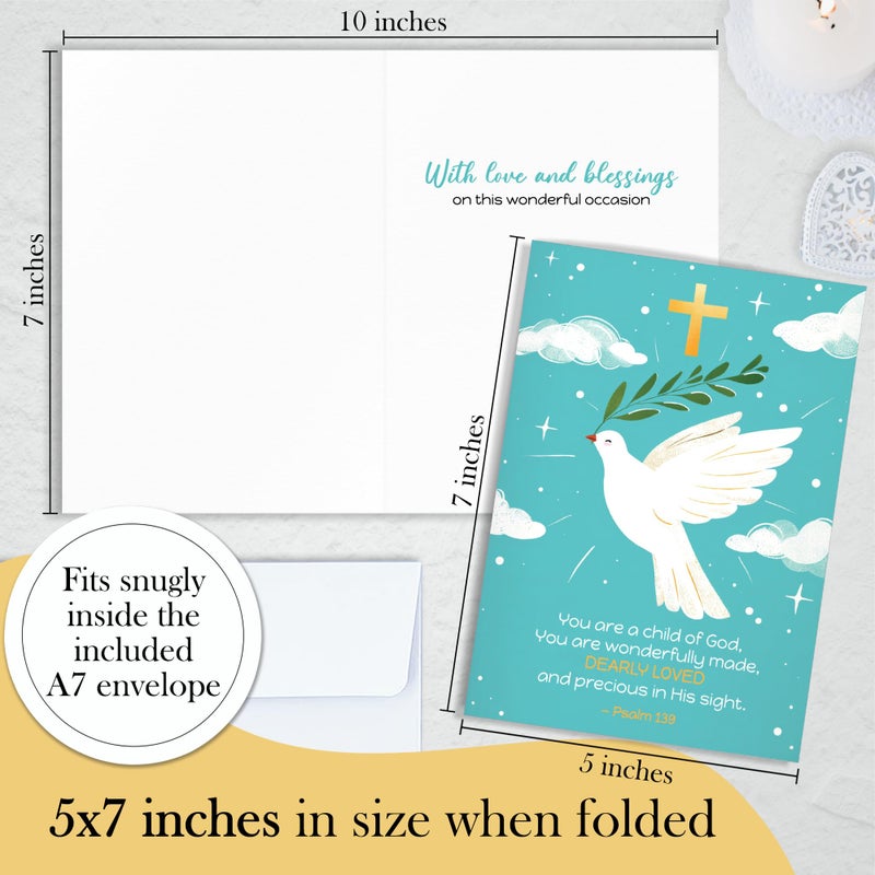 Hat Acrobat Baptism Card for Granddaughter, Niece, Goddaughter - Baptism Cards for Boy, Godson, Nephew, Grandchild - Girl and Boy Baptism Card with Envelopes Blank Inside (GoldCross) - Image 4