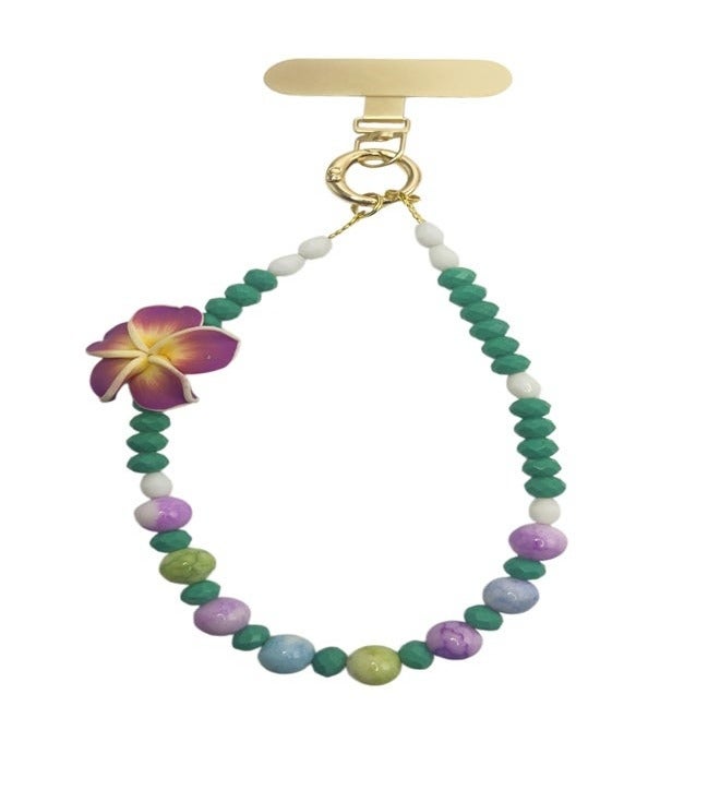 Handmade Crystal Phone Charm-Plumeria 1 - Image 1