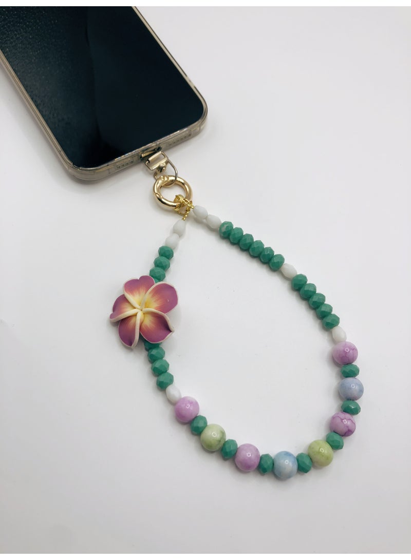 Handmade Crystal Phone Charm-Plumeria 1 - Image 3