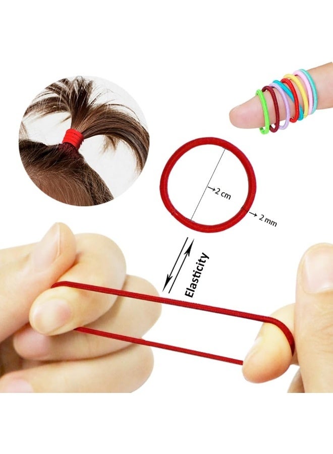 WillingTee 400PCS Multicolor Hair Ties, No Crease Elastic Ponytail Holders, 2CM Finger Hair Accessories for Girls - Image 2