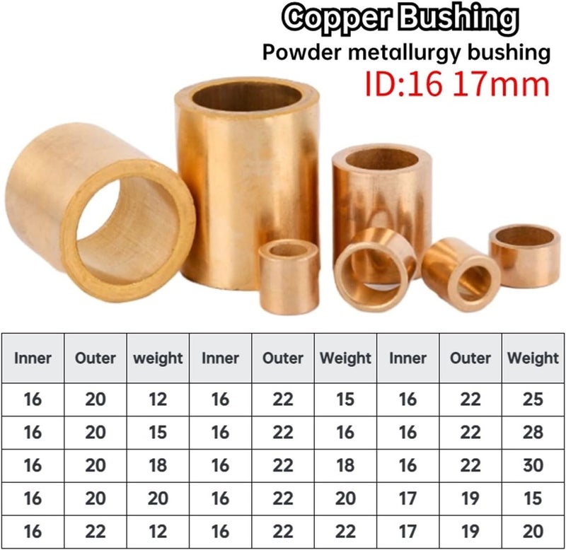 Copper Sleeve Bearing Sleeve Bushing 2/4PCS Inner Diameter 16mm Brass Bushing Powder Metallurgy Oil Bearing Copper Bushing Wear-Resistant Guide Bushing(16x20x12 4pcs) - Image 3