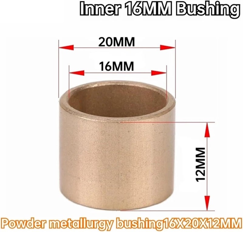 Copper Sleeve Bearing Sleeve Bushing 2/4PCS Inner Diameter 16mm Brass Bushing Powder Metallurgy Oil Bearing Copper Bushing Wear-Resistant Guide Bushing(16x20x12 4pcs) - Image 2