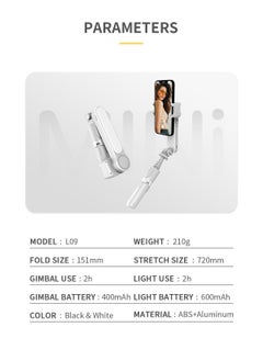 Generic Handheld Gimbal Stabilizer Selfie Stick L09 Bluetooth Mobile Phone Holder Adjustable Fill Light Selfie Stand For Phone  - Image 2
