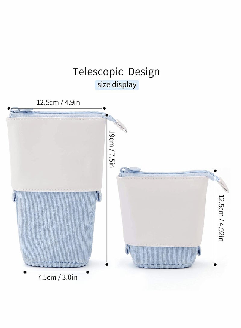 KASTWAVE Pencil Case,  Standing Stationery Bag, Telescopic Pen Pouch Holder School College office Organizer with Zipper for Girls Boys Adults  - Image 3