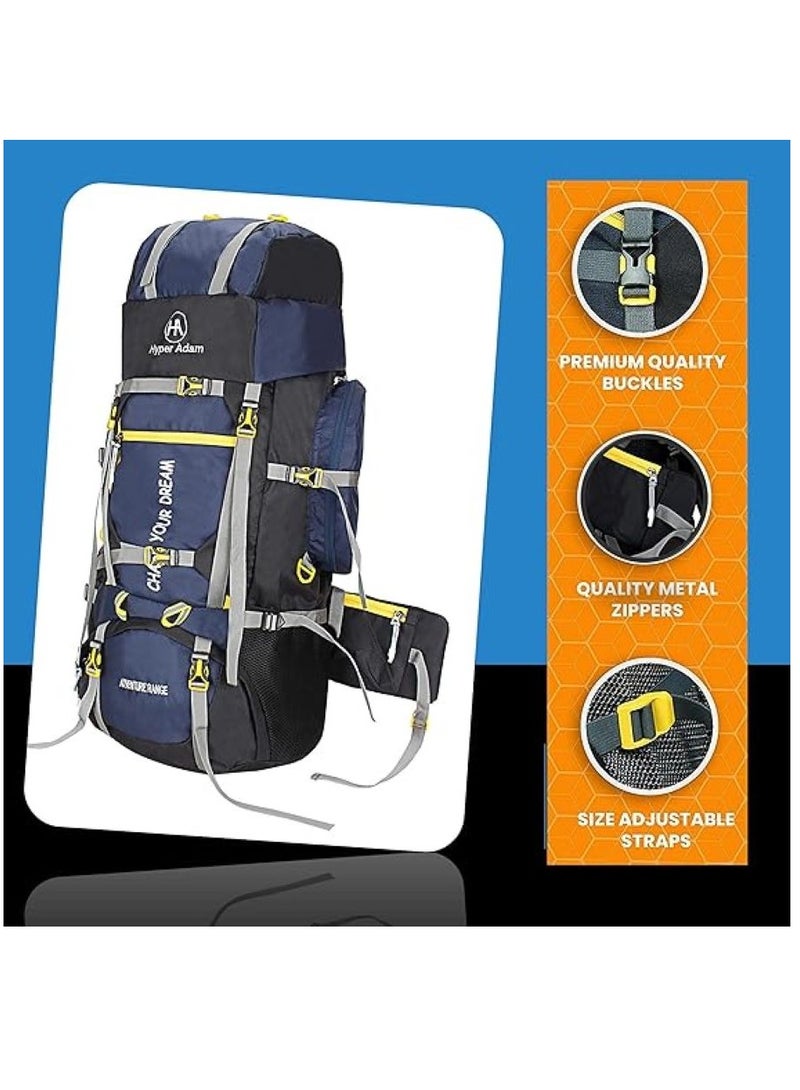 Hyper Adam TRAVEL BACKPACK FOR OUTDOOR SPORT HIKING TREKKING BAG CAMPING RUCKSACK - 80 L (Navy Blue) - Image 5