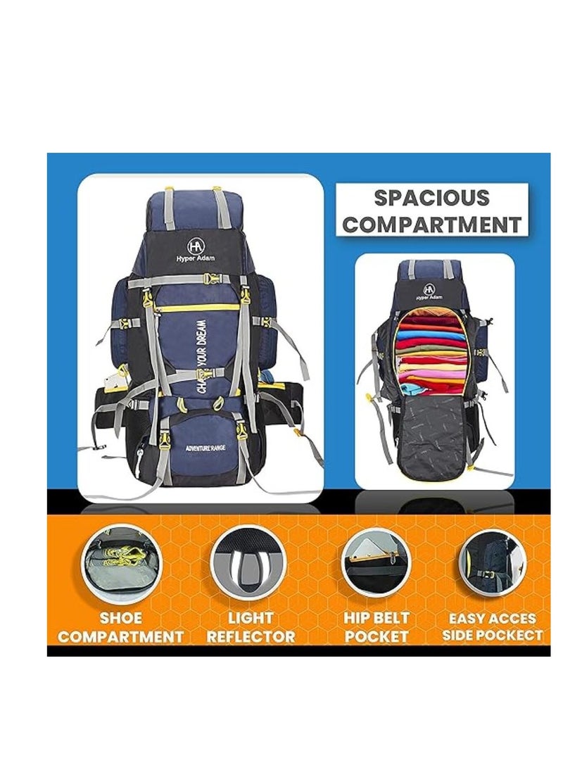 Hyper Adam TRAVEL BACKPACK FOR OUTDOOR SPORT HIKING TREKKING BAG CAMPING RUCKSACK - 80 L (Navy Blue) - Image 2