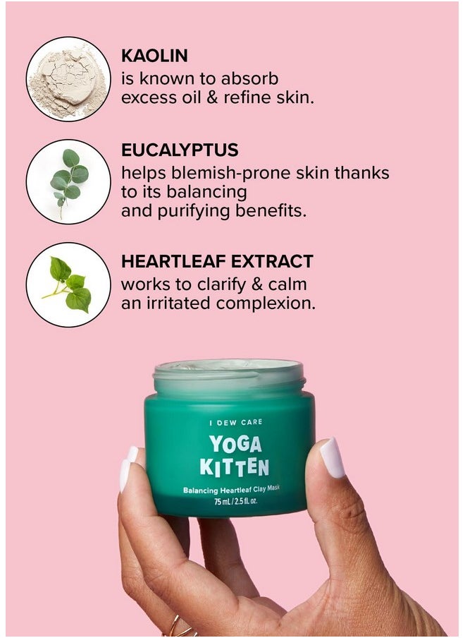 I DEW CARE Washoff Clay Mask Yoga Kitten For Blemishprone Skin With Kaolin Heartleaf And Tea Tree Extract 2.5 Fl Oz  - Image 5