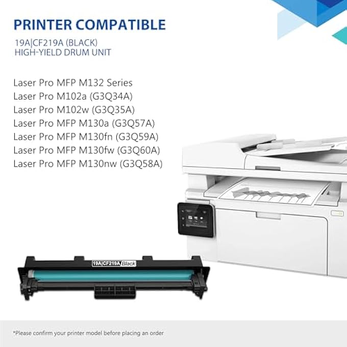 19A CF219A TONER-CARTRIDGE BLACK DRUM 2 PACK, IMAGING DRUM UNIT 19A, 19A PRINT CARTRIDGE BLACK COMPATIBLE WITH LASER PRO MFP M130A, M130NW, M130FN, M130FW PRINTER; LASER PRO M102A, M102W PRINTER INK - Image 3