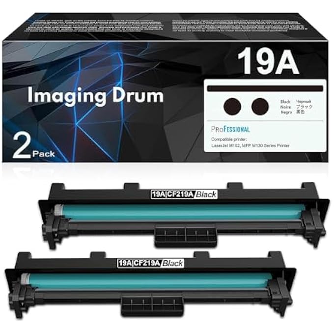 19A CF219A TONER-CARTRIDGE BLACK DRUM 2 PACK, IMAGING DRUM UNIT 19A, 19A PRINT CARTRIDGE BLACK COMPATIBLE WITH LASER PRO MFP M130A, M130NW, M130FN, M130FW PRINTER; LASER PRO M102A, M102W PRINTER INK - Image 2