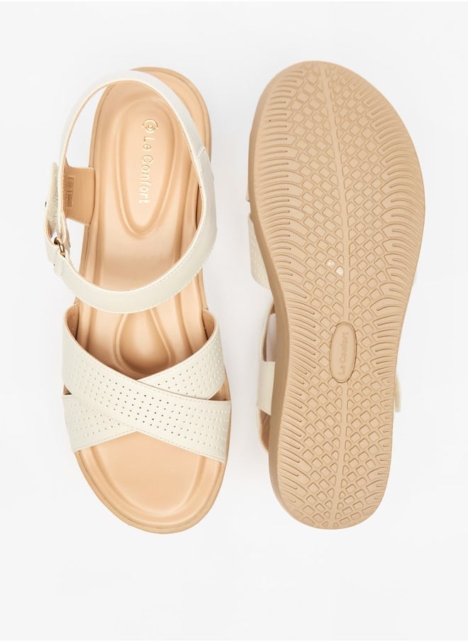 Le Confort - Women's Cross Strap Sandals with Hook and Loop Closure - Image 1