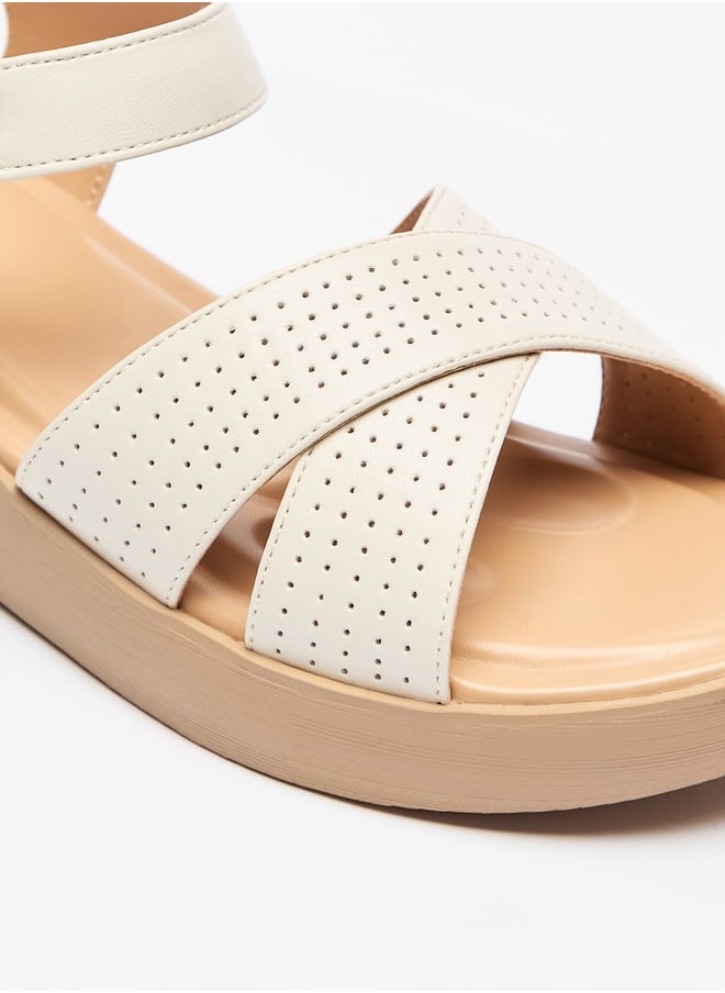 Le Confort - Women's Cross Strap Sandals with Hook and Loop Closure - Image 1