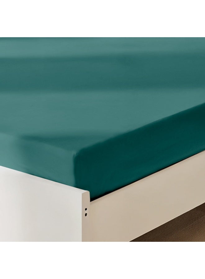 Rest Fitted Bedsheet 90x190+20cm Breathable Plush Teal Fabric with Deep Pockets Machine Washable for Optimal Protection  - Image 3