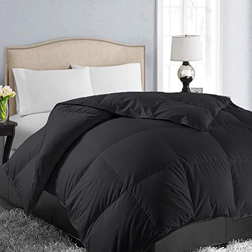 EASELAND All Season Oversized King Soft Quilted Down Alternative Comforter Reversible Duvet Insert with Corner TabsWinter Summer Warm FluffyBlack98x116 inches