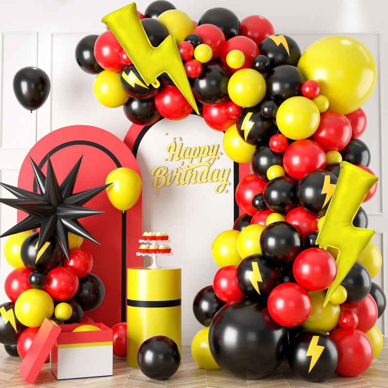 Sowide Red Black Yellow Balloon Garland Arch KitFun Theme Birthday Party DecorationsColorful Character Theme Latex Balloon Arch For Cartoon Ball Baby Shower Birthday Party Supplies - Image 2