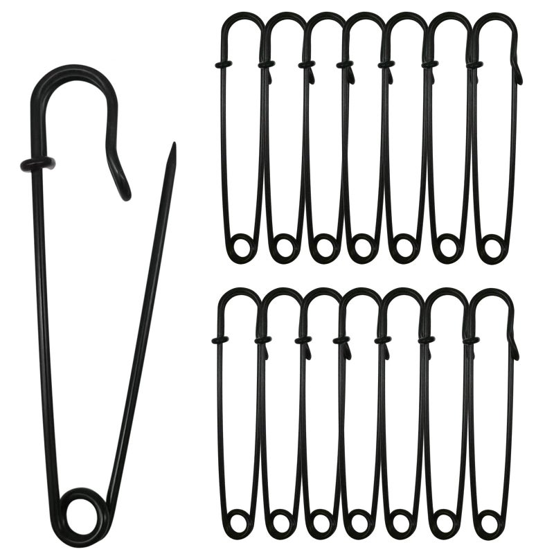 Urmspst 2022 New 3 Large Safety Pins Pack of 30 for Clothes Leather Canvas Blankets Crafts Skirts Kilts Extra Large Heavy Duty Safety Pins Black