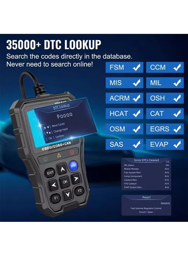 YM519  Code Reader Fault Code Scanner Multi-language Car Diagnostic Tools Engine System Battery Tester - Image 2