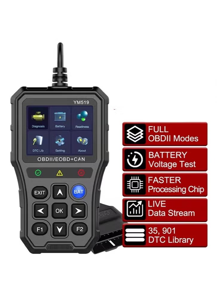 YM519  Code Reader Fault Code Scanner Multi-language Car Diagnostic Tools Engine System Battery Tester - Image 1