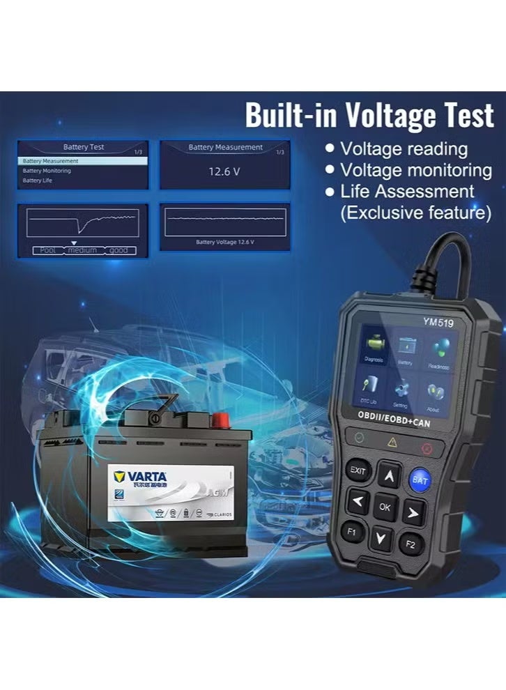 YM519  Code Reader Fault Code Scanner Multi-language Car Diagnostic Tools Engine System Battery Tester - Image 3