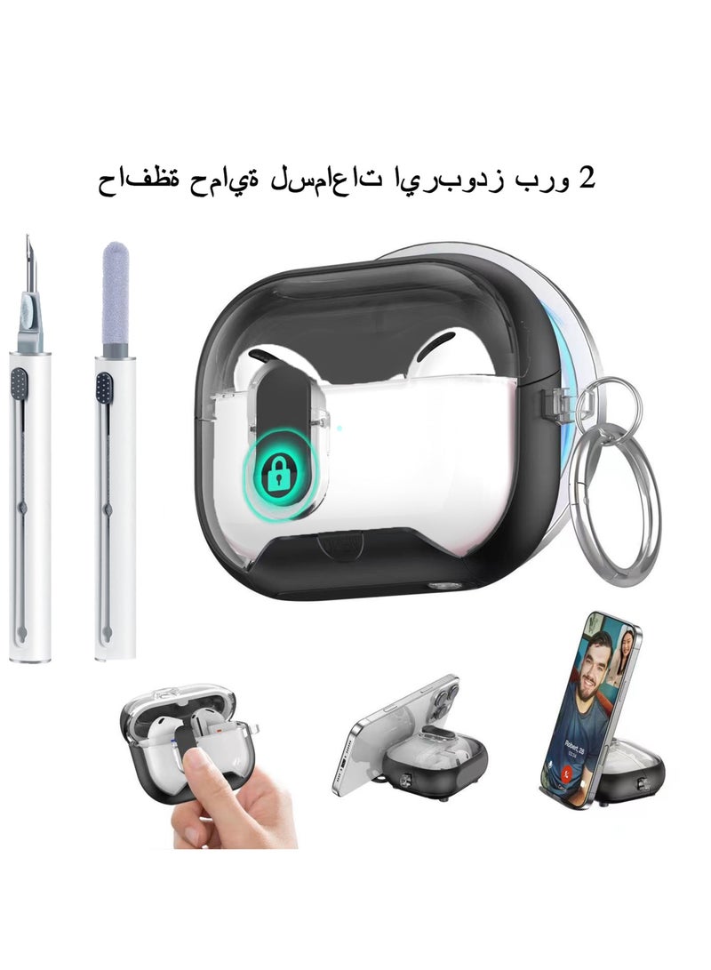 Compatible with Airpods Pro 2 Case with Phone Stand,Full Drop Protection Automatic Snap Switch Design with Cleaner Kit - Image 2
