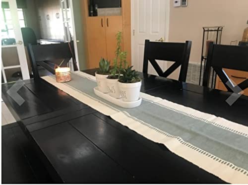 CRAZYWEAVES 100% Cotton Table Runner for 4 Seater Dining Table, Durable with Modern Patterns, Parties and Home Décor, Quick Absorption Handcrafted with Tissles (Green, 152 cm x 32 cm) - Image 2