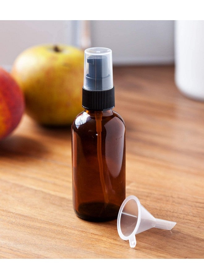 JUVITUS 2 oz Amber Glass Boston Round Black Treatment Pump Bottle (10 pack) + Funnel BPA Free Refillable Empty Storage Containers - Image 5