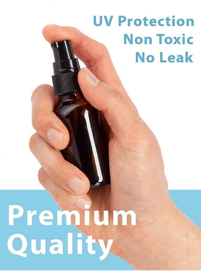 JUVITUS 2 oz Amber Glass Boston Round Black Treatment Pump Bottle (10 pack) + Funnel BPA Free Refillable Empty Storage Containers - Image 3