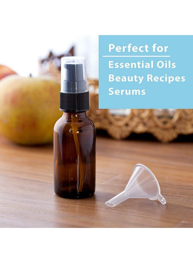 JUVITUS 2 oz Amber Glass Boston Round Black Treatment Pump Bottle (10 pack) + Funnel BPA Free Refillable Empty Storage Containers - Image 4