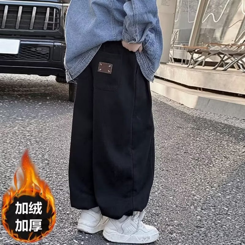 سراويل أولاد ملابس أطفال خريفية سراويل رياضية أطفال كبار سراويل فleece-lined للأطفال سراويل رياضية للأولاد - Image 4