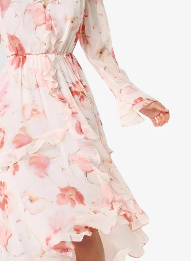 forever new  Kya Frilled Long Sleeve Midi Dress for Women | Best Price UAE