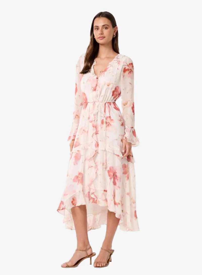forever new  Kya Frilled Long Sleeve Midi Dress for Women | Best Price UAE