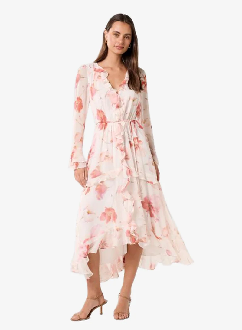 forever new Kya Frilled Long Sleeve Midi Dress